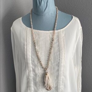 Elegant Beaded Necklace with Tassel